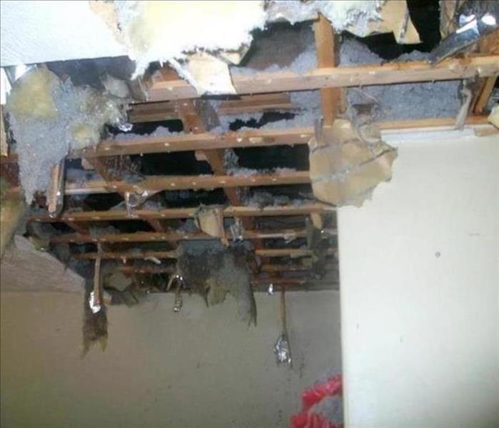 damaged ceiling from fire damage